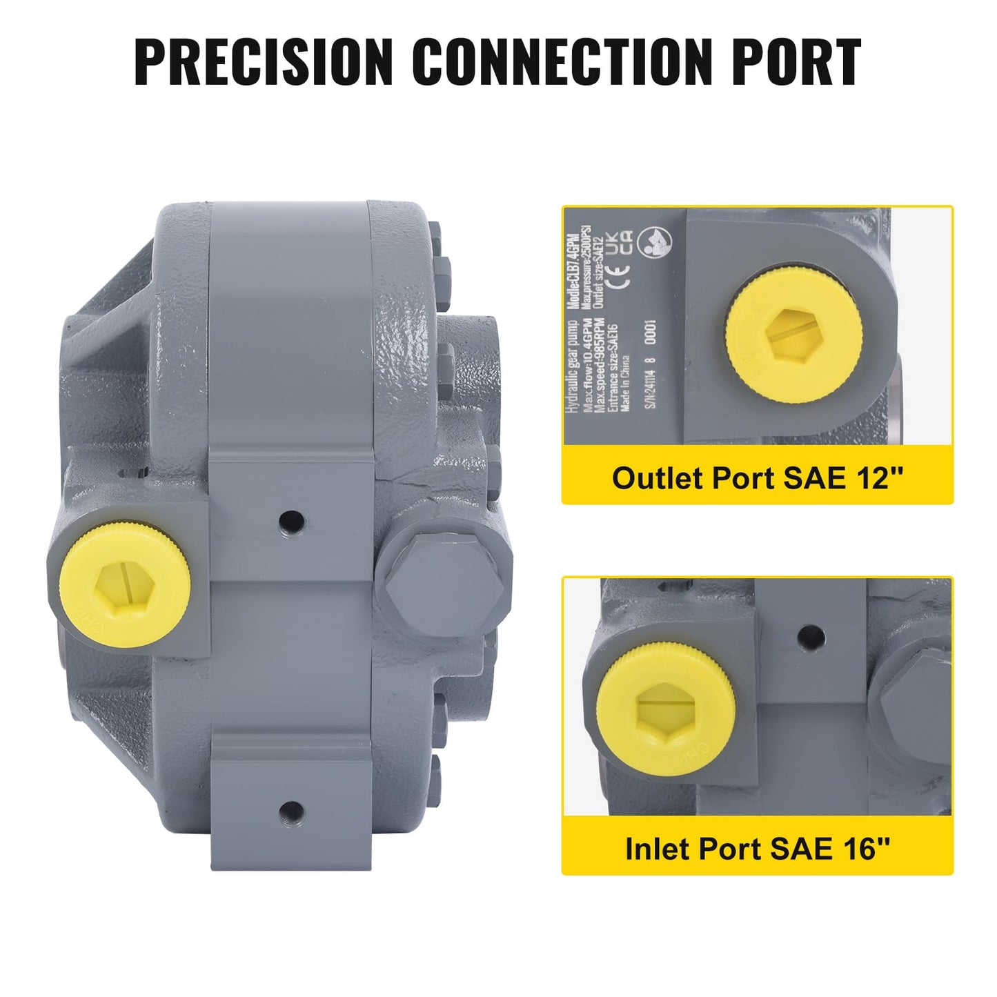 Hydraulic PTO Pump 16.6 GPM, Hydraulic Motor 540RPM 2500PSI, Hydraulic Power Take Off Pump SAE 16" Inlet and SAE 12" Outlet for Dump Trailer, Log Splitter and Scissor Lift