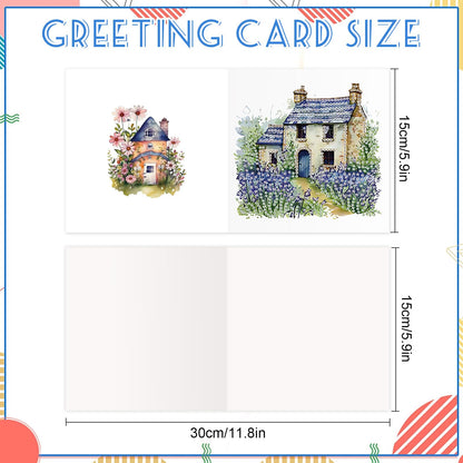 C'eitura 12Pcs Lavender Diamond Art Painting Greeting Card Kit with Envelopes, DIY Floral Christmas Birthday Thanksgiving Card Making Set, Calming Handmade Card Craft