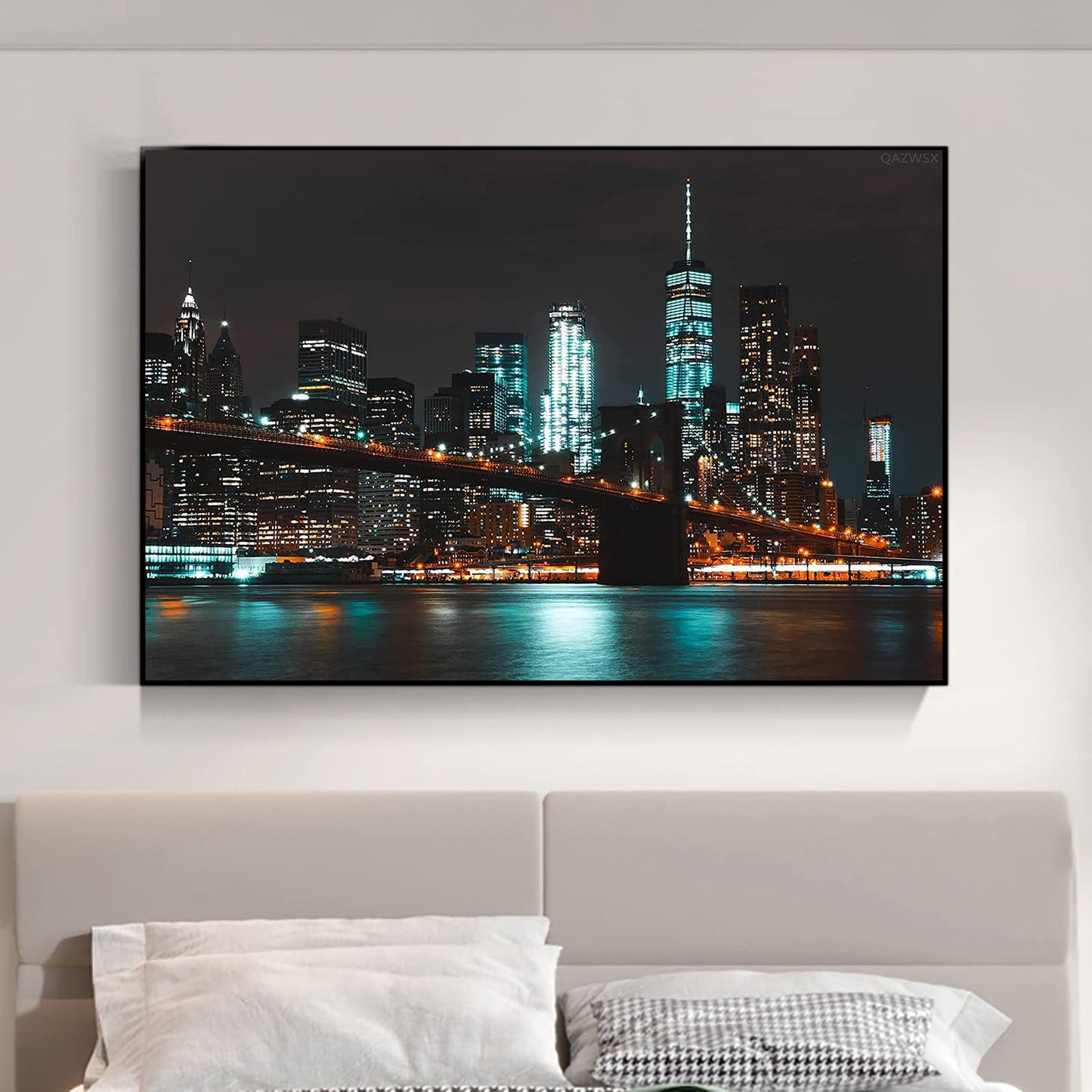 QAZWSX 5D Full Drill Diamond Painting New York City Landscape Kits for Adults Paint by Numbers DIY Gem Art Craft for Beginner Gift Wall Decor, 12 x 16 inches
