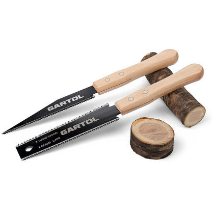 GARTOL Hand Saw for Wood Cutting, 2-Piece Japanese Pull Saw with 6-Inch Flush Cut & Double-Edged SK5 Flexible Blade & Wooden Handle, Precision Woodworking Tools for DIY, Crafting, Carpentry, Trim Work