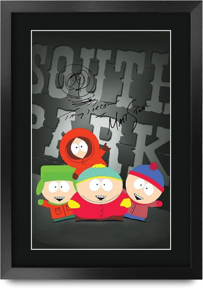 HWC Trading South Park Autographed Poster - 16" x 12" Framed TV Memorabilia Gift for Fans