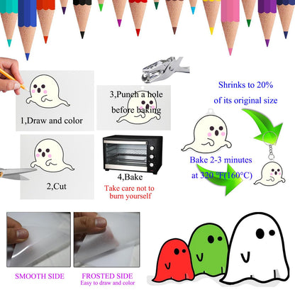 Heat Shrink Plastic Sheets Shrink Film Papers Kit Patterned Sheets Frosted Shrink Paper Sheet 171 PCS DIY Ornaments Keychains Making for Creative Art and Craft (8 x 5.7inch)