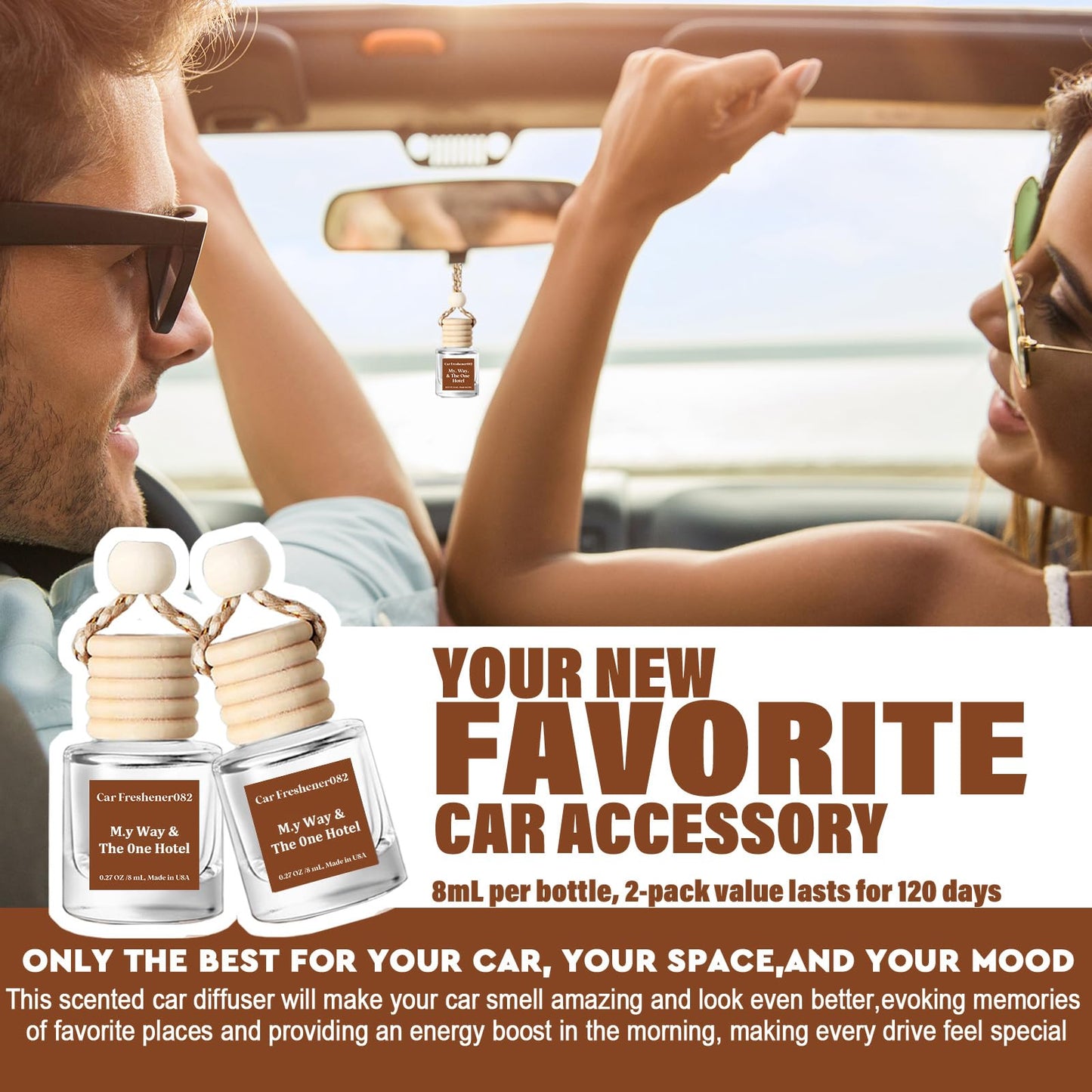 HoogaLife Car Air Freshener Hanging 2 Pack - Hotel Collection Diffuser Oil Inspired by M.y Way & The 0ne Hotel - NO.1000 Fragrance Oil, Car Fresheners for Women Made in USA (082)