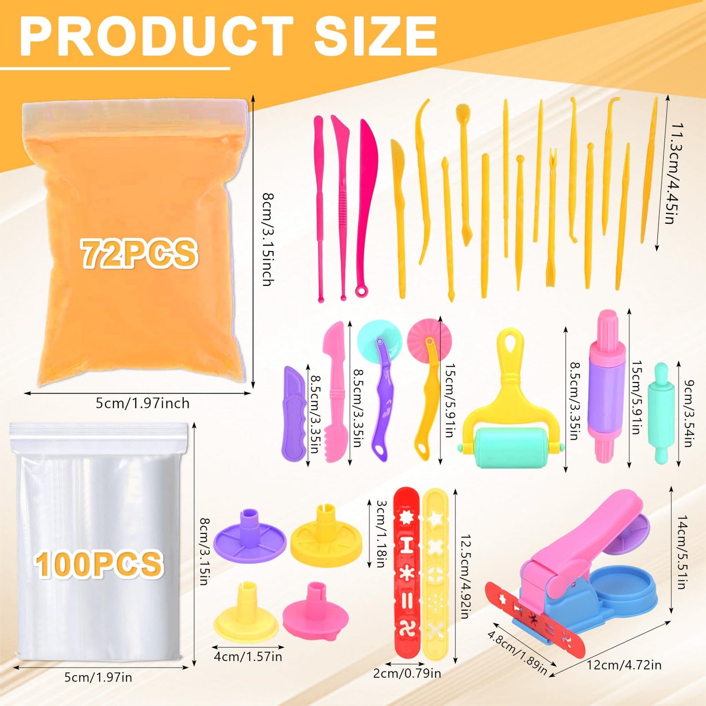 Air Dry Clay,Magic Foam DIY Molding Clay,Air Dry Clay Set 72 Colors with 17 Sculpting Tools 15 Molds and 100 Storage Bags Ultra Light Non Sticky Safe DIY Modeling Clay for Crafts Sculpting Parties