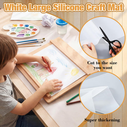 Klyyo Clyro 2 Pcs 78.7x15.7 Inch Extra Large Silicone Craft Mat, Oversized Desktop Protection Pad, Heat Resistant Countertop Insulation Pad for Art, Crafts, Painting, Clay, Kitchen