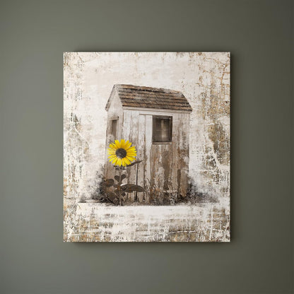 Luslya Rustic Outhouse Canvas Wall Art, Farmhouse Barn Abstract Painting for Living Room Bedroom Decor