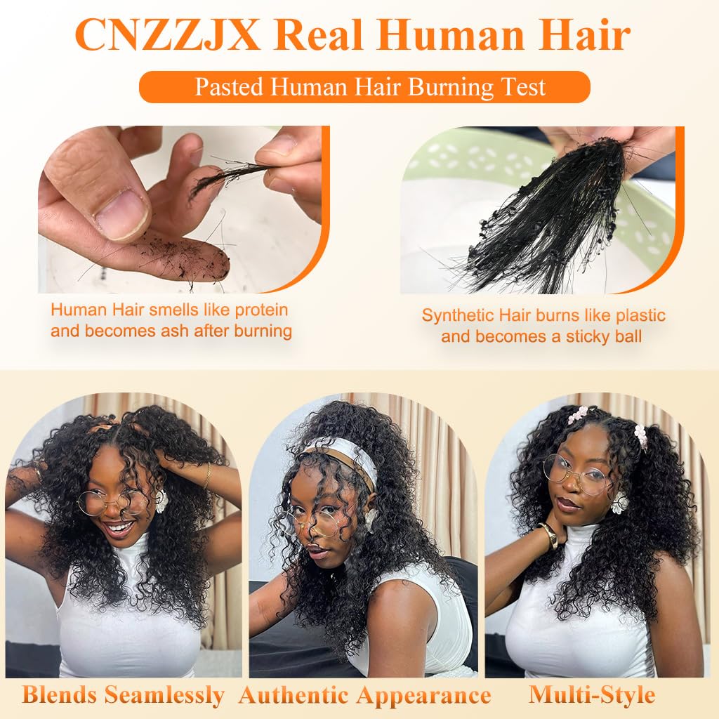 20 Inch Feather Crochet Human Hair for Black Women Miracle Knots Crochet Bundles 120g Pre-Separated Deep Curly Wave Crochet Human Hair Extensions Reusable Knotless Invisible 100 Strands CNZZJX