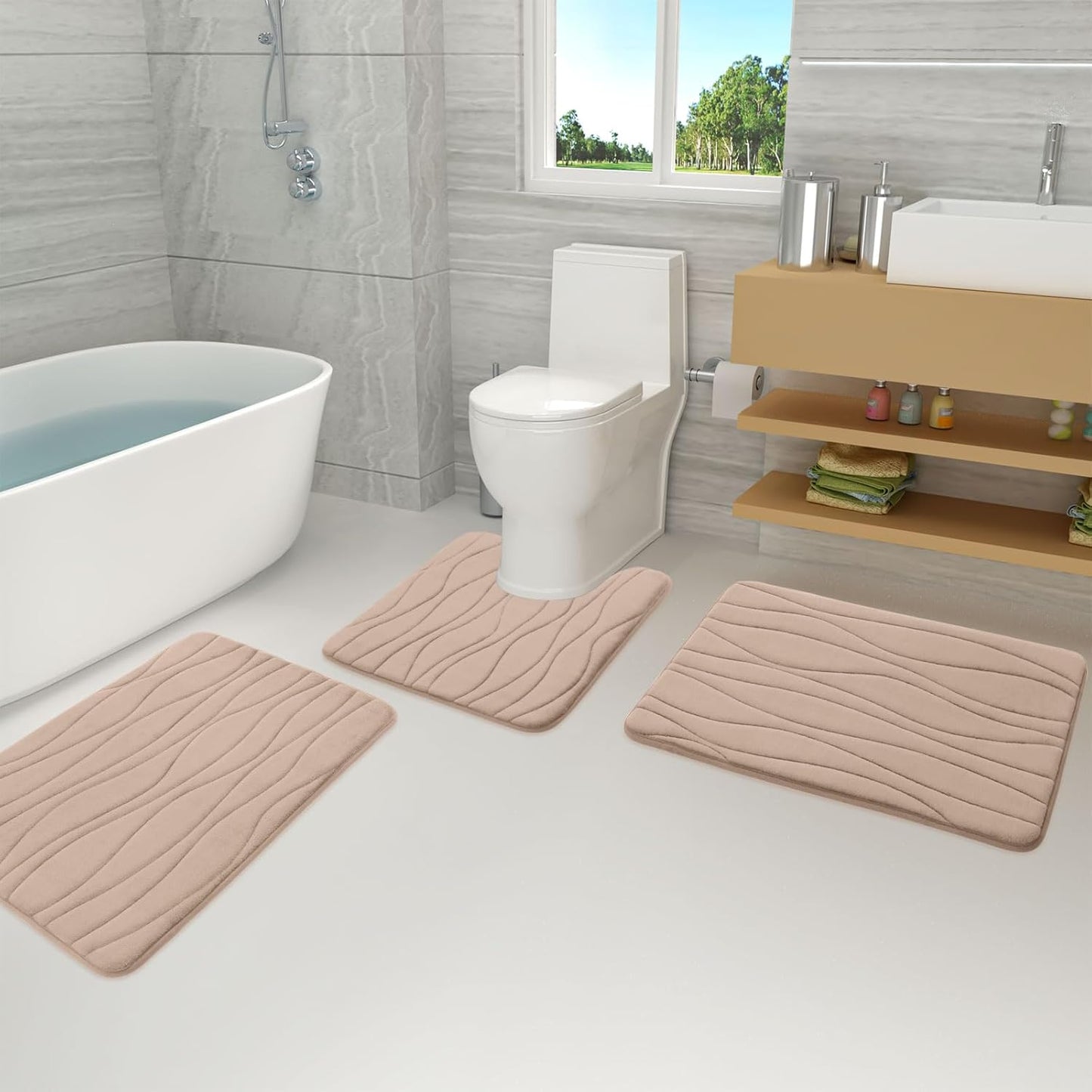 Buganda Memory Foam Bathroom Rug Mat 24x16, Extra Soft, Absorbent, Non-Slip, Machine Washable Bath Rugs for Bathroom