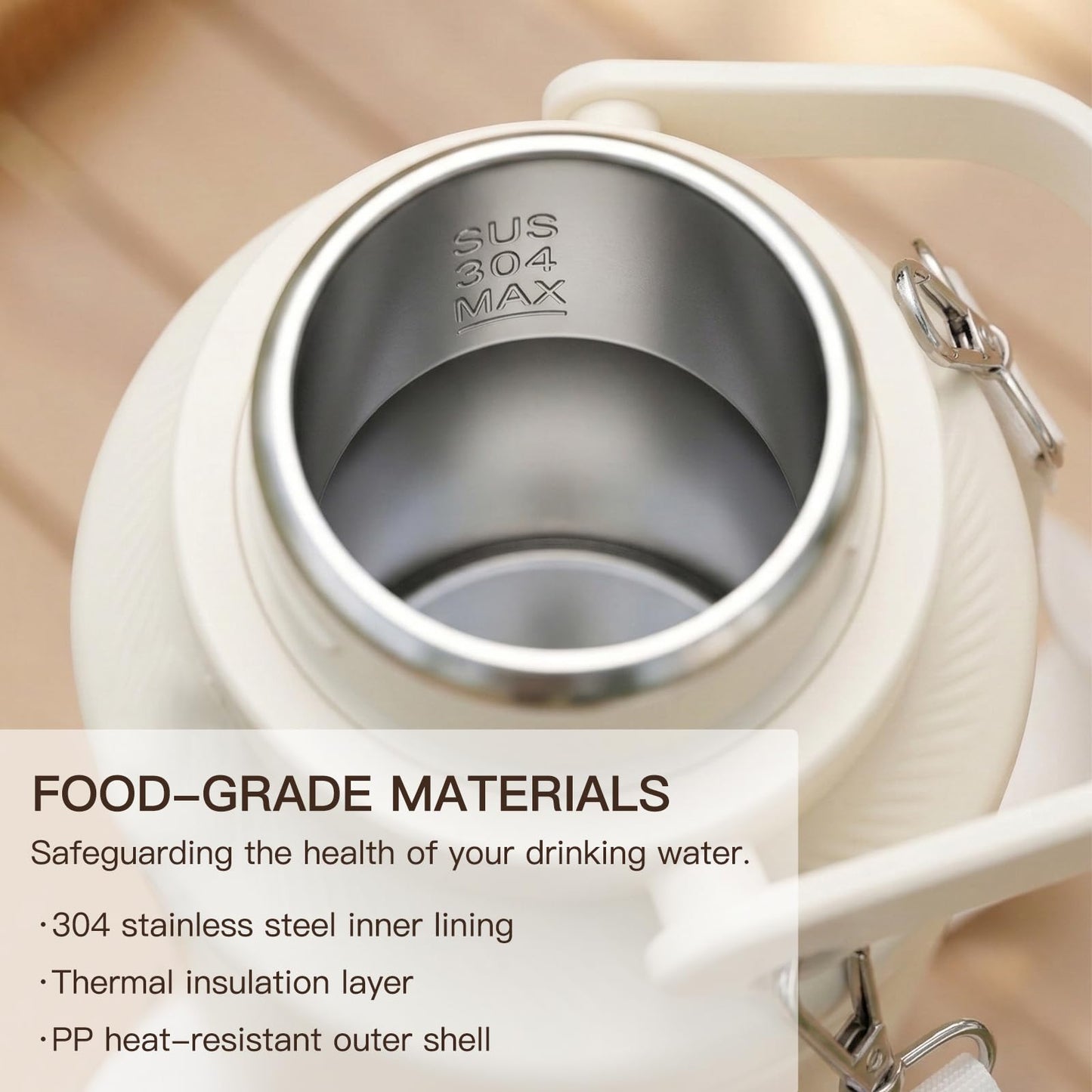 MEGAWISE Portable Electric Kettle 1L, Rapid Boil, Food-Grade 304 Stainless Steel, Auto Shut-Off & Boil-Dry Protection, Compact Hot Water Boiler for Home, Office & Travel