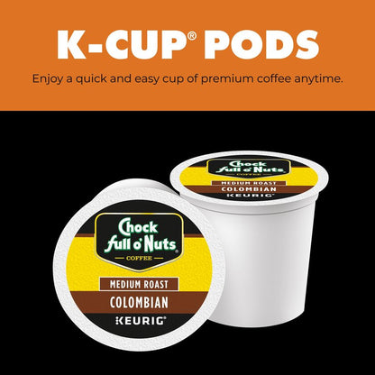 Chock Full o' Nuts Colombian Keurig K-Cup Pods for Keurig Brewers – Premium Arabica, Medium Roast – Single Serve – 4 Packs of 24 K-Cup Pods
