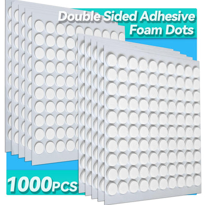 Tikfoam 1000Pcs Double Sided Adhesive Foam Dots, 2mm and 1mm Thick Tape for Craft, Card Making, Marked Candles, Scrapbook, Poster and DIY Projects