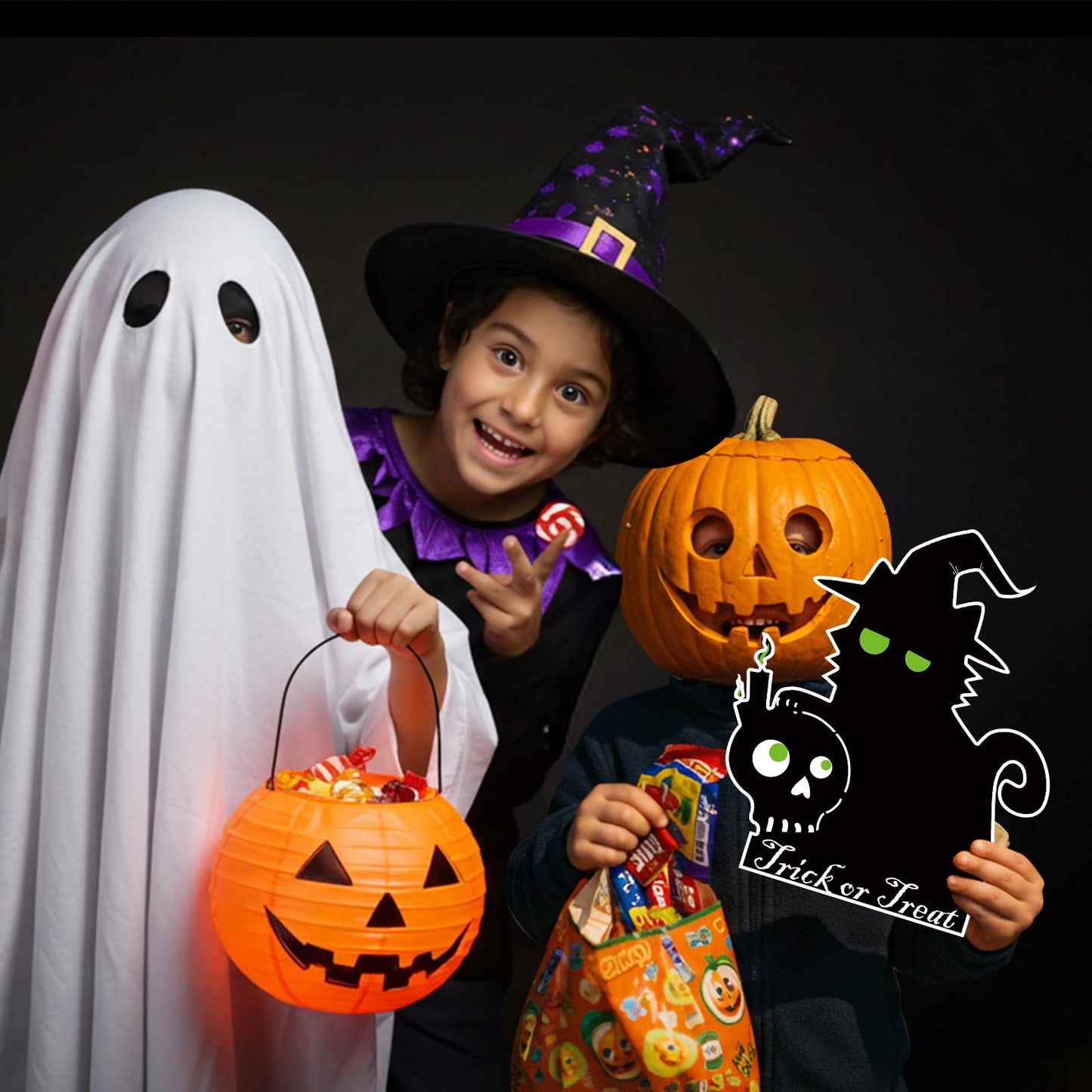 Liferyx Halloween Decoration Outdoor, 6 Packs Cute Yard Sign Black Cat, Skeleton, Witches, Dog & Ghost Silhouette, Waterproof Lawn Decoration Yard Decor Stakes with Glow in Dark Eyes