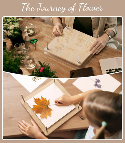 Wakhow Flower Press Kit – 11" x 11" Large Wooden Flower Presser for Adults & Teens | DIY Bouquet Preservation & Dried Flower Art | Ideal Gift for Nature & Craft Lovers