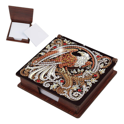 JISHSHAY Diamond Painting Note Box Eagle Diamond Art Notecard Box Eagle Gem Art Sticky Note Holder Gem Painting Mosaic Kits for Adults Embroidery Kit Memo Pad Holder, Contains 160 Sheets of Paper