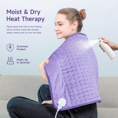 Heating Pad for Back, Large Heating Pads for Body Muscle Pain Cramps Relief, 6 Heat Settings Machine Washable Electric Heating Pad, Birthday Christmas Gifts for Women Mom