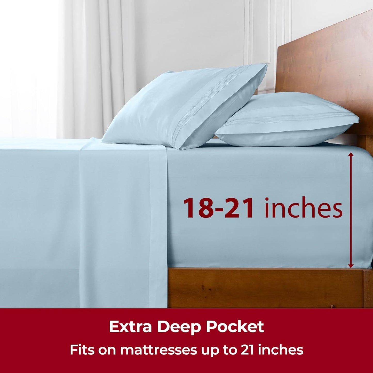 Mellanni Extra Deep Full Sheets - Hotel Luxury Bedding Set | Ultra Soft, Cooling, Stain Resistant (Full, Aqua)