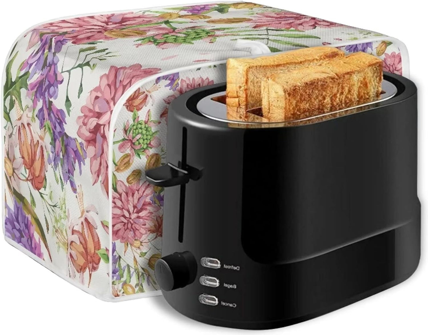 Belidome Hummingbird Pink Flower Toaster Dust Cover - 4 Slice Kitchen Appliance Protector