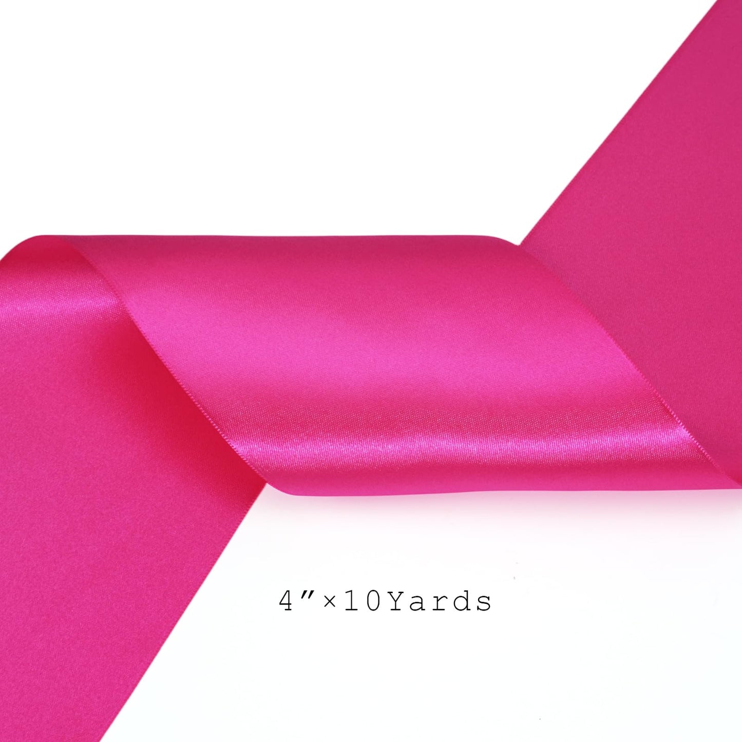 LaRibbons Hot Pink Satin Ribbon 4 Inch x 10 Yards Continuous Hot Pink Ribbon for Chair Sashes, Garland, Gift Wrapping, Christmas Decor, Craft Project