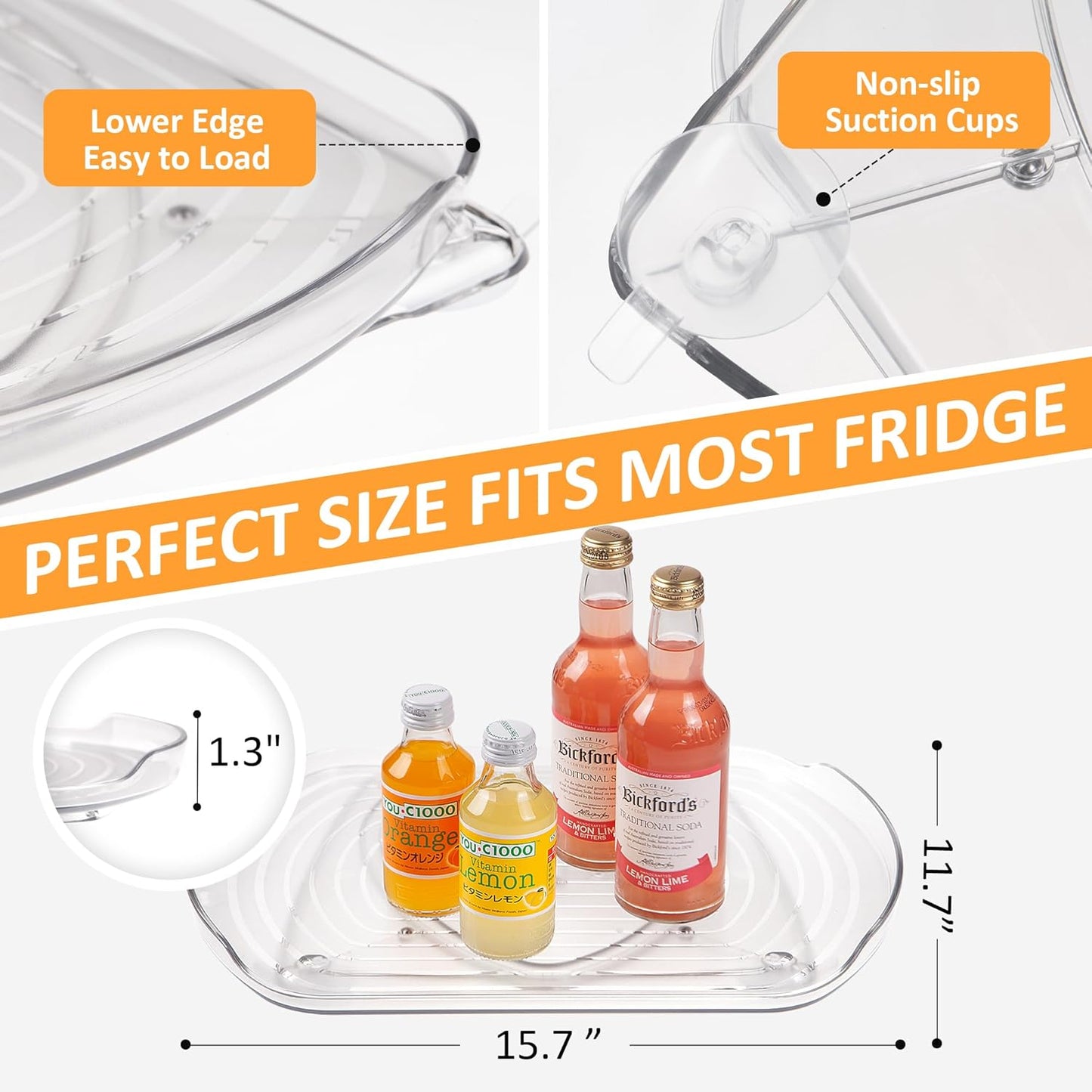Square Lazy Susan Organizer for Refrigerator, 360° Rotate Rectangle Turntable Storage for Fridge and Pantry