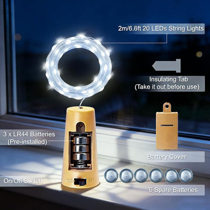 20 8 Pack) VOOKRY Wine Bottle Lights with Cork LED Battery Operated Cork String Lights Mini Copper Wire Bottle Lights