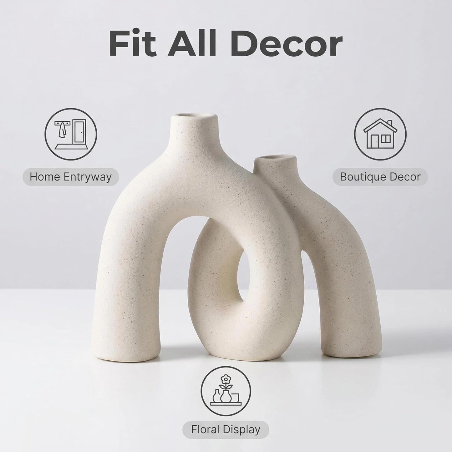 Set CEMABT Modern Nordic Boho Vase - Elegant Beige Matte Ceramic Home Decor for Living Room, Bookshelf, Mantel