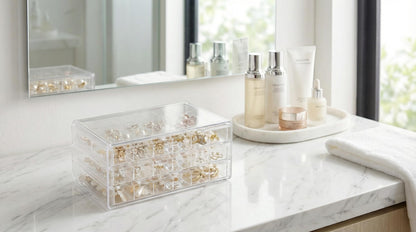 PNSXING Jewelry Organizer Large-Capacity 3-Tier 72-Grid - Perfect for Earrings, Necklaces, Rings & Beads (Clear)