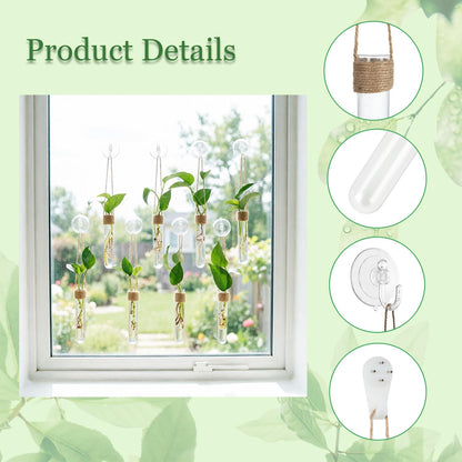 Bunmery 8 pcs Window Propagation Stations, Plastic Plant Propagation Tubes with Suction Cups & Traceless Nails, Easy to Install Window Wall Hanging Planter Terrarium Vase