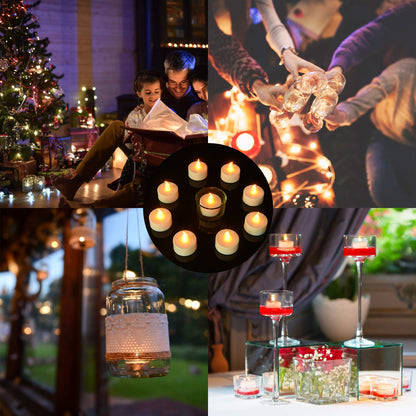 Pandaing Lasts 2X Longer Flameless Tealight Candles [50 Pack, Batteries Included], Realistic Tea Lights Candles, Flickering Bright Tealights, Battery Operated Unscented Candles