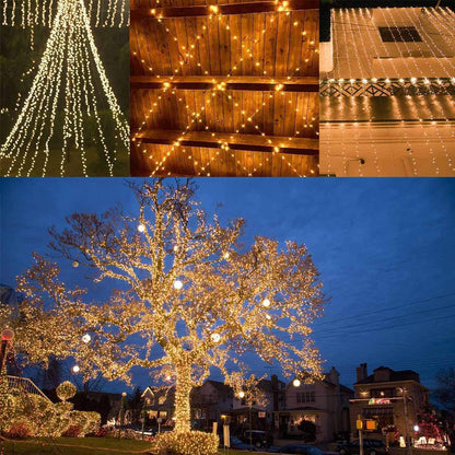 Extra-Long 144FT Solar String Lights for Outside, 2 Pack 400LED Solar Fairy Lights Outdoor, Waterproof Copper Wire with 8 Modes Twinkle Lights for Tree Garden Party Xmas Wedding Decor (Warm White)