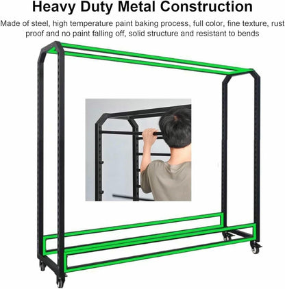 XDRGOOIUY Commercial Fabric Roll Storage Rack, Wall Mount with Adjustable Hanging Rod for Vinyl Rolls and Tablecloth