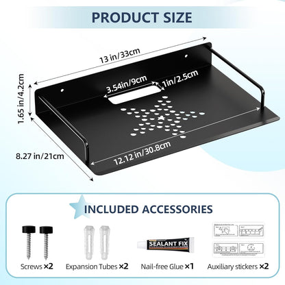 Floating Shelves for Projector, Metal Wifi Router Shelf, Wall Mount for Cable Box, DVD Player, TV Box/Game Console