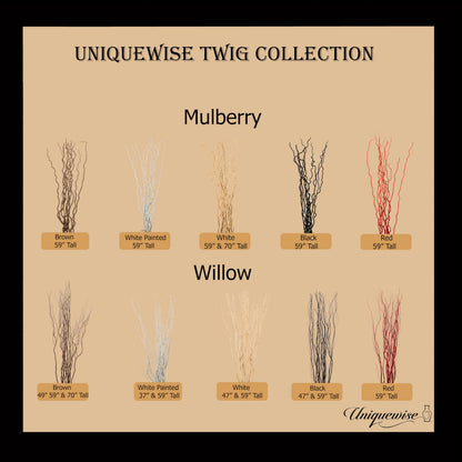 Uniquewise 12pc 37" Natural Dried Mulberry Twigs Ideal Sticks for DIY Crafts Decorative Stems Floral Arrangements Floor Vase Fillers Wedding Centerpiece Event Decorations and Home Décor Accent, Brown