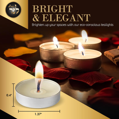 L’ner 1.5 Hour Tealight Candles, 300 Pack – Smokeless & Dripless Unscented Mini Tea Lights, Plant-Based Wax, Lead-Free Cotton Wick – Premium Quality Tealights for Shabbat, Memorial, Home, Weddings