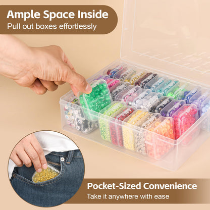 Bead Organizer Box, 31 Pcs Small Clear Bead Organizers and Storage, Mini Diamond Storage Containers Boxes with Hinged Lids and Labels, Craft Organizer for Jewelry, Bracelet, Small Parts, Nail Art