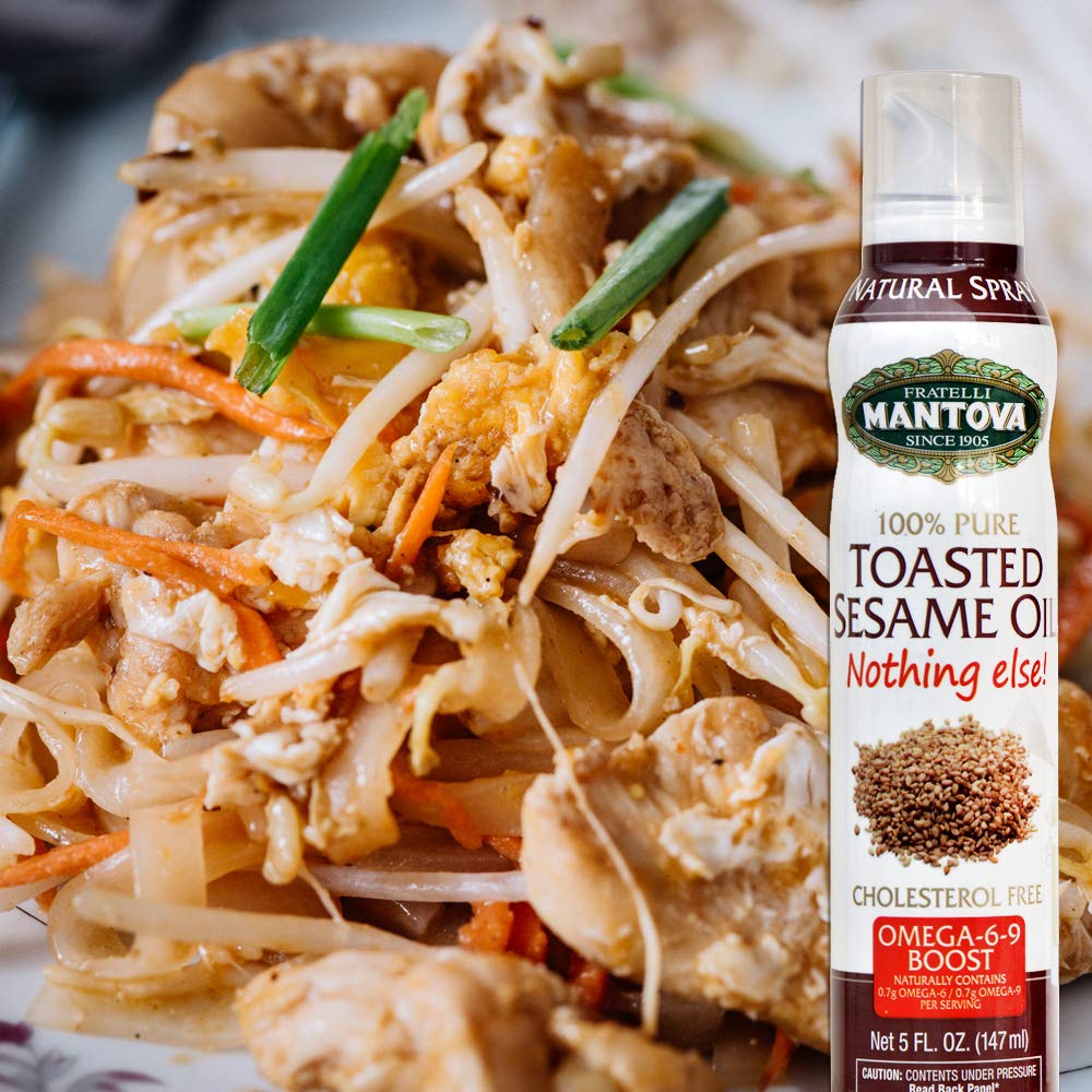 Mantova Toasted Sesame Oil, 100% Pure Cooking Spray with Omegas, perfect for grilling, baking, or seasoning for cooking, our oil dispenser bottle lets you spray, drip, or stream with no waste, 5 oz