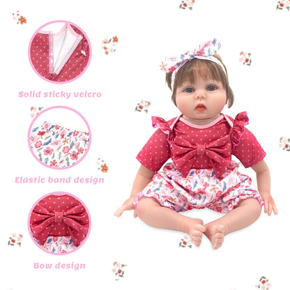ECORELF Reborn Doll Clothes for 20-22 Inch Dolls, 2 Set 20 Inch Baby Doll Clothes Accessories 7 Pcs Include Dress Coat Outfits, Headbands, Socks, Top and Pants