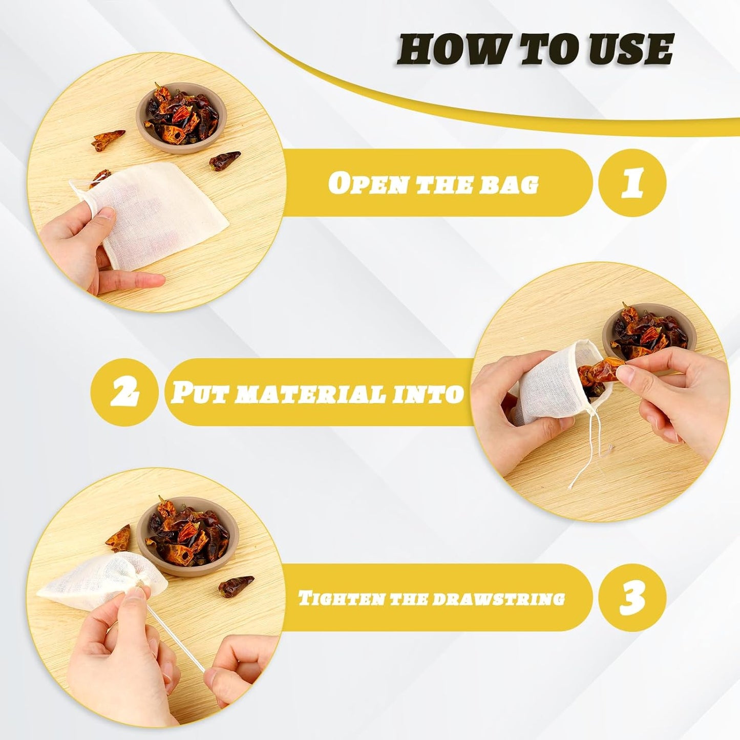 Reusable Spice Bags for Cooking, 30PCS Muslin Tea Bags with Drawstring, Empty Sachet Bags for Spices 4x6 Inch