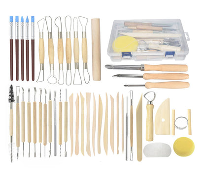 Pottery Tools, 44PCS Ceramic Clay Sculpting Tools Set with Plastic Case, for Beginners Expert Crafts Polymer Clay Club, Dotting, Modeling, Shaping Hobbyists, Artists, by Augernis