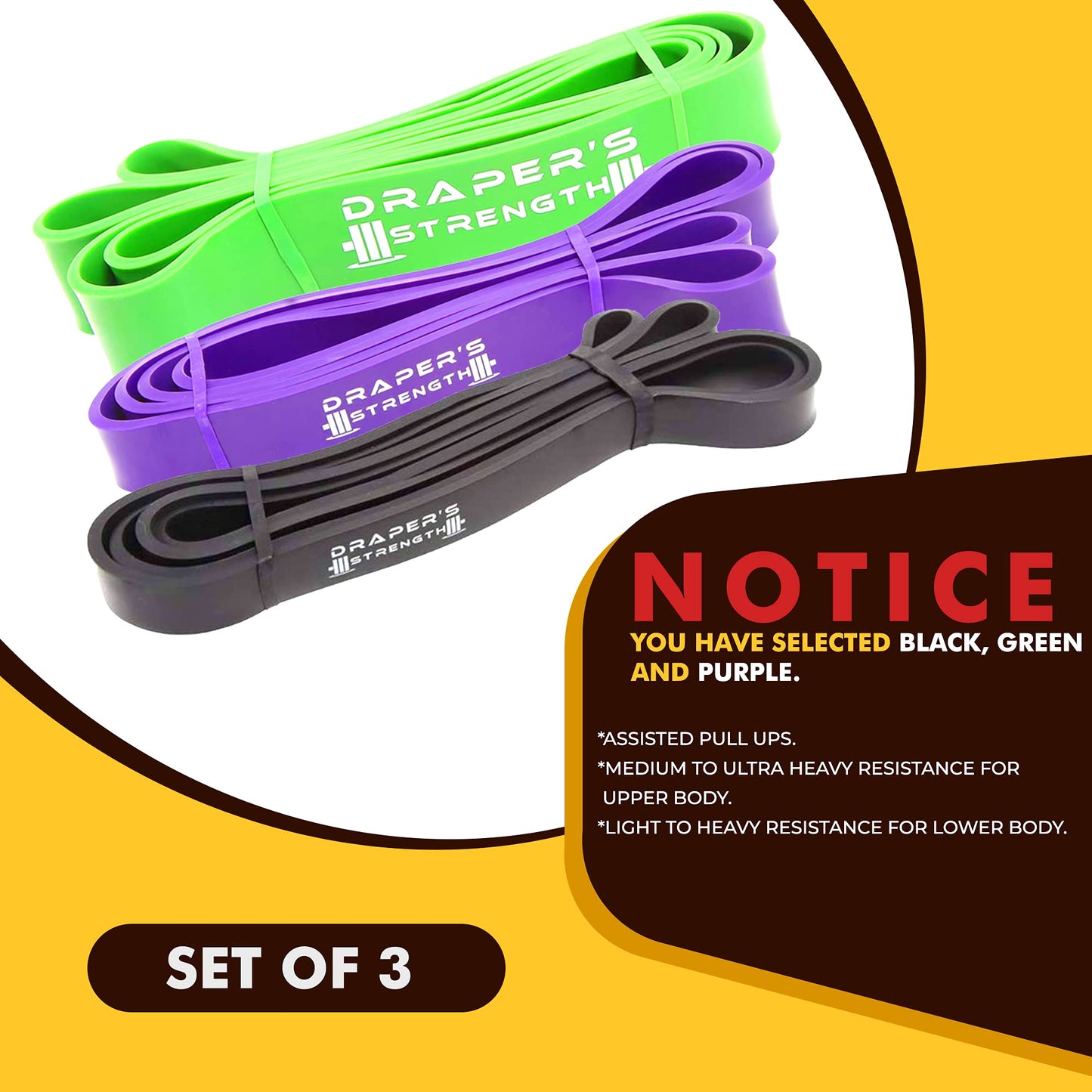Draper's Strength Heavy Duty Resistance Stretch Loop Bands for Powerlifting Workout Exercise and Assisted Pull Ups