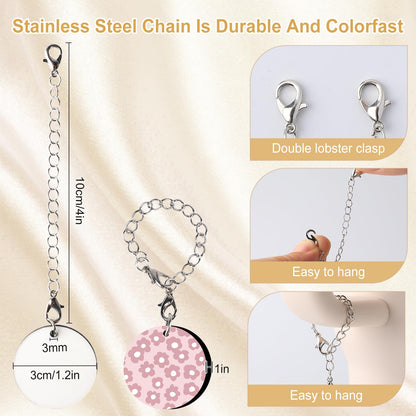 Stanley Cup Charm Accessories for Tumbler Cup - 16Pcs Bulk Set with Keychains, MDF with Chain Jump Ring - DIY Crafts (Rectangle)