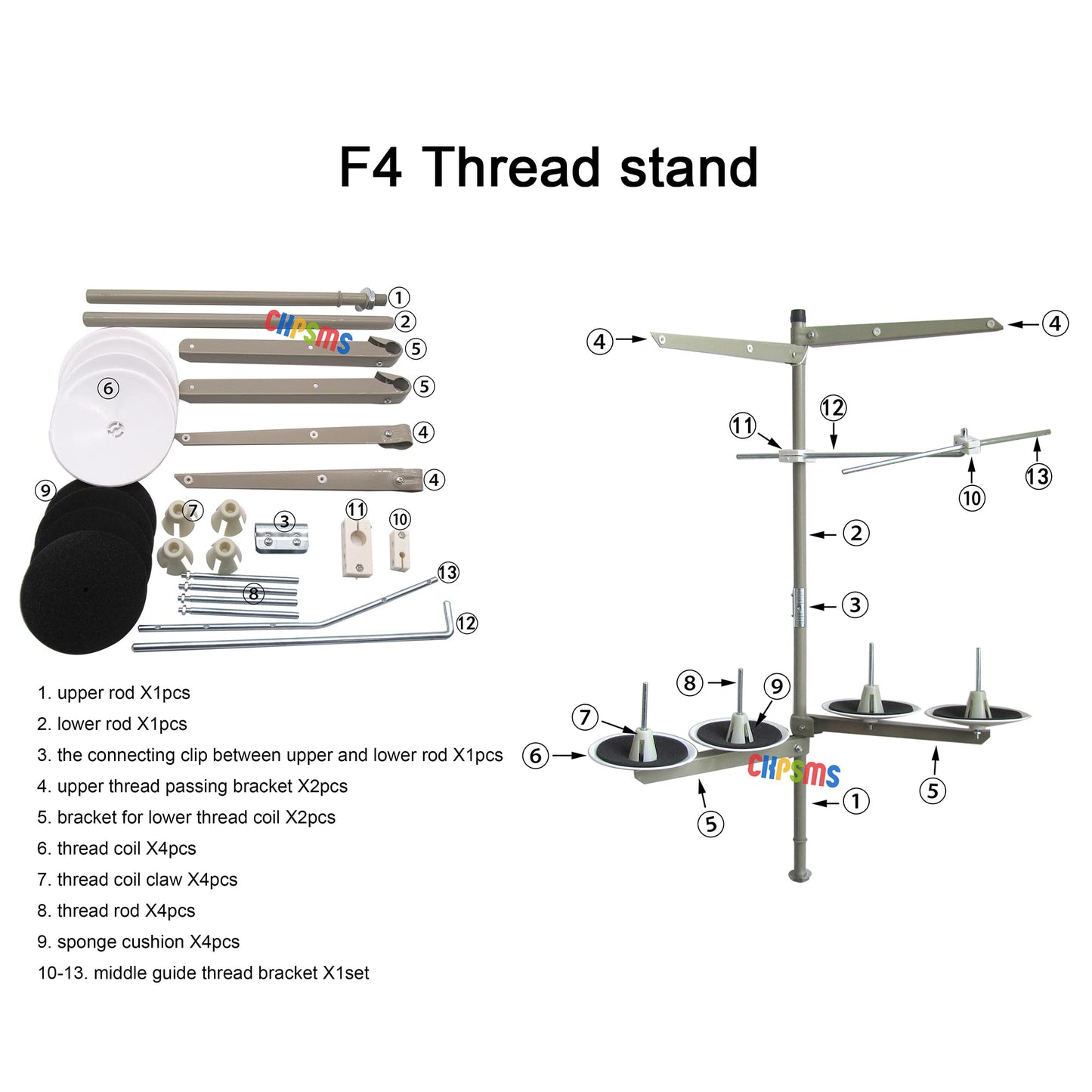 CKPSMS Brand -1 Set Thread Stand Compatible with Industrial Sewing Machines (F4)