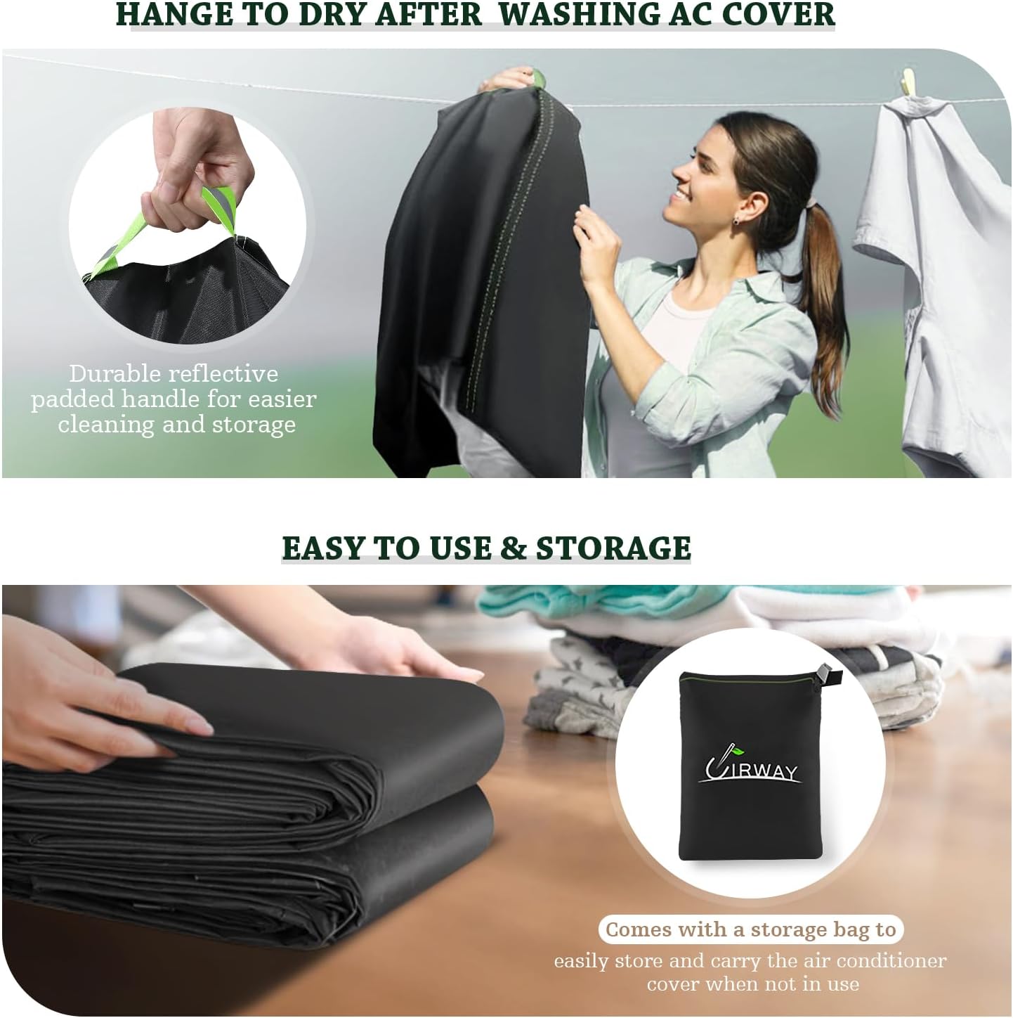 UIRWAY Air Conditioner Covers, Heavy Duty Outdoor Waterproof AC Protection Cover for Universal Square Units