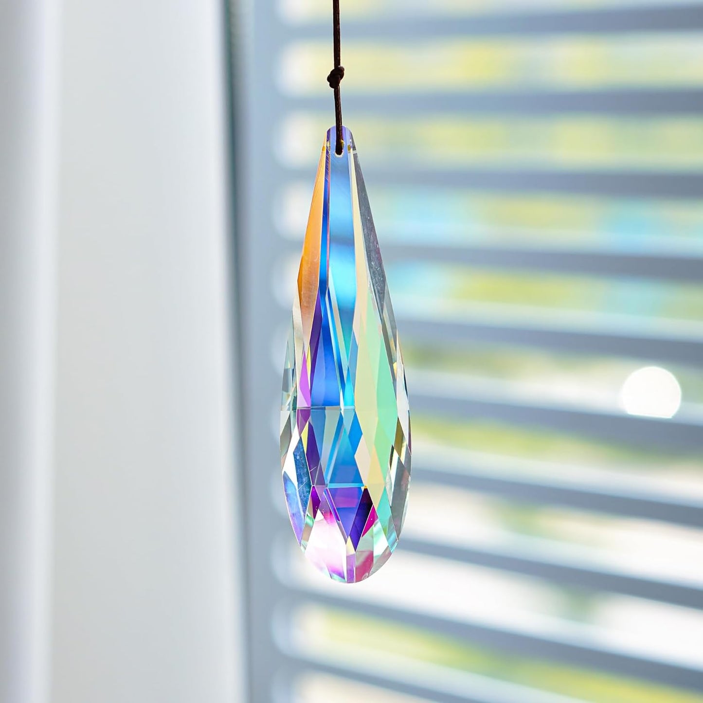 120mm H&D HYALINE & DORA Hanging Window Crystal Teardrop Prism, Suncatcher Crystal Light Catcher, Glass Hanging