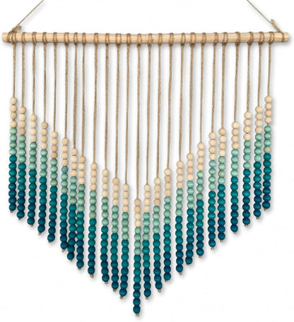 24 Inches) Boho Ombre Wood Bead Wall Hanging, Handmade Unique Giant Art Decor for Bedroom, Nursery, Living Room