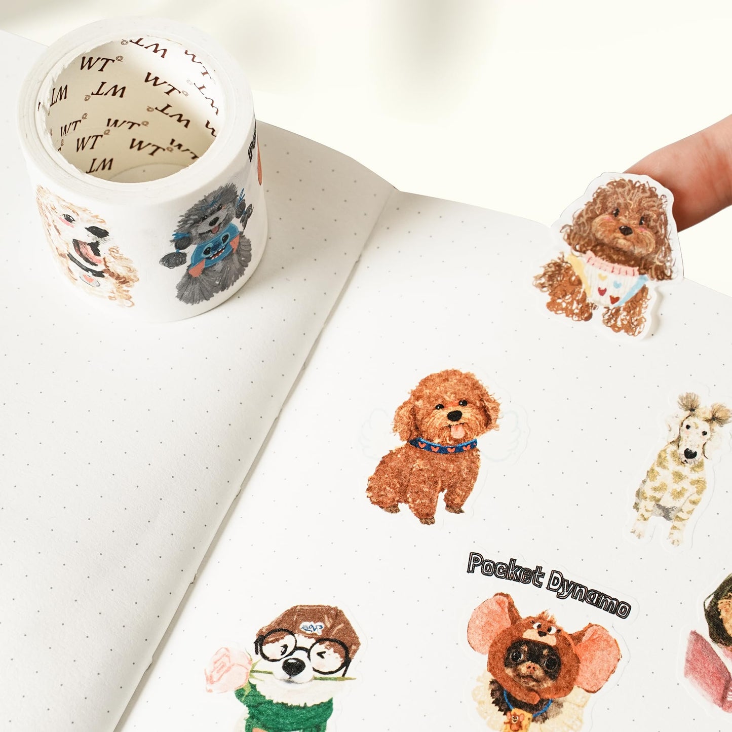 WT Tail Waggers Washi Tape Sticker Set, 4 Rolls, Original Designs, Cute Pet-Themed Decorative Tape for Scrapbooking, Journaling, Planners & DIY Crafts
