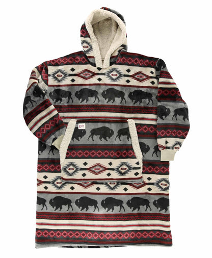 LazyOne Oversized Blanket Hoodie, Comfortable Sleepwear, Oversized Hoodies for Women and Men, One Size Fits All Wearable Blankets (Buffalo)