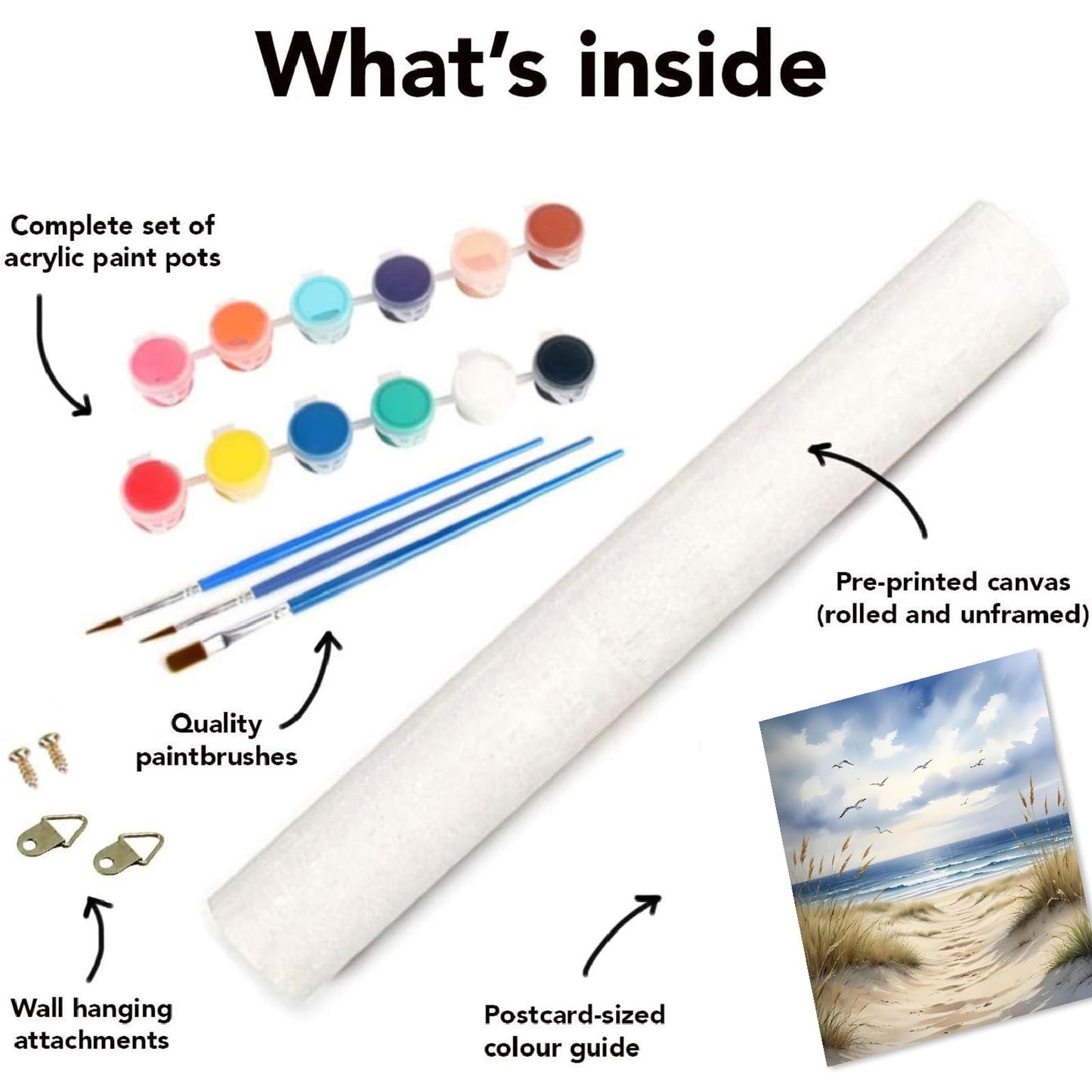 uuxsretaio 6 Pack Paint by Numbers Kits for Adults Beginners, Beach Paint by Number Kits on Canvas, DIY Acrylic Oil Painting Kits with Brushes for Home Wall Decor (8x12 inches Without Framed)
