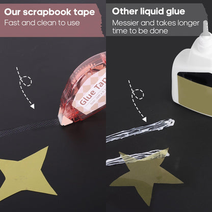 Secopad Scrapbook Tape, 4 Pack Double Sided Tape Roller for Crafts, Adhesive Glue Runner Scrapbooking Supplies Journaling School Office Teacher Supplies, 0.3IN x 26FT, Clear Light-Colored Shell