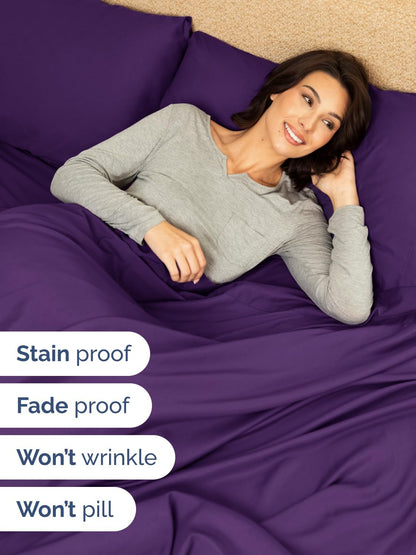 Skiennix Extra Deep King Sheet Set - 6 Piece Breathable Cooling Bedding - Soft, Wrinkle-Free Purple
