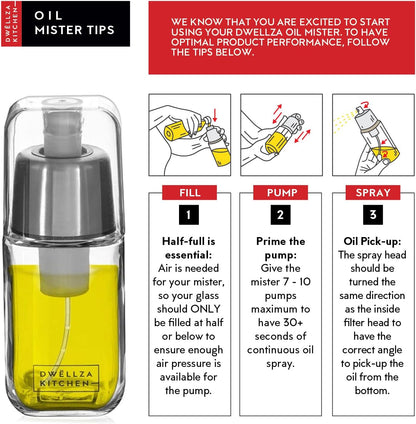 17 Oz. 6 Oz. Set DWLLZA KITCHEN Olive Oil Dispenser Bottle For Kitchen & Sprayer For Cooking - Glass Cooking Oil/Syrup